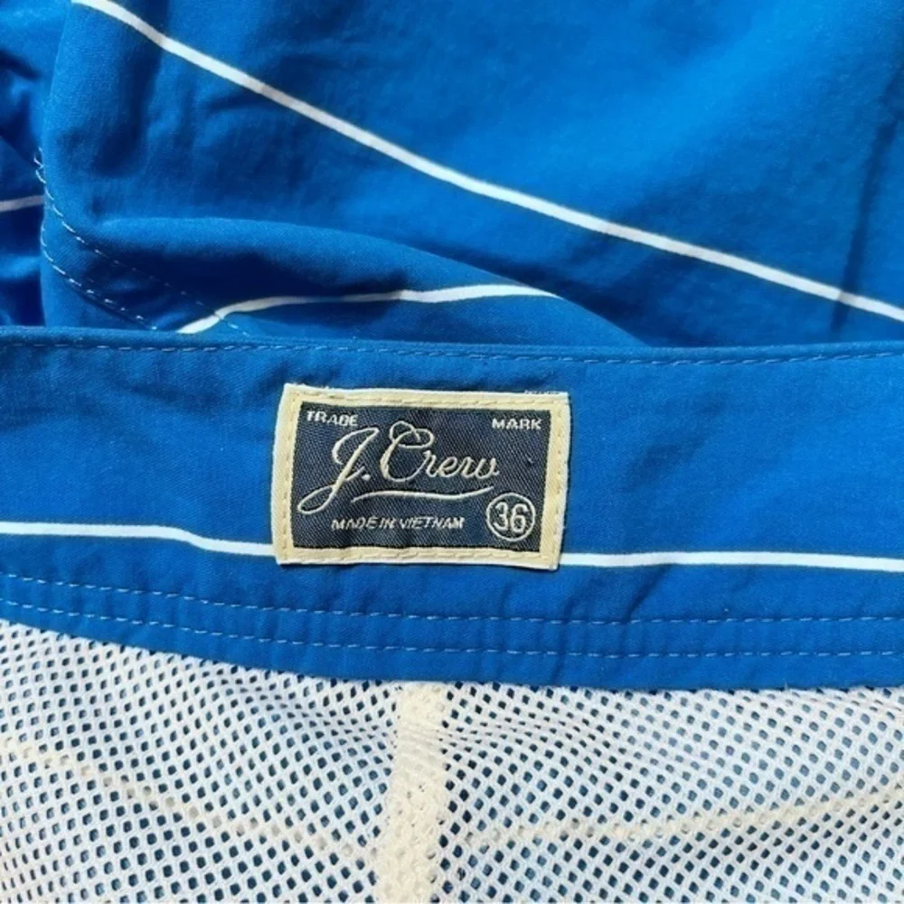 J. Crew High Rise Striped Swim Trunk Men Size 36 Color blue/white